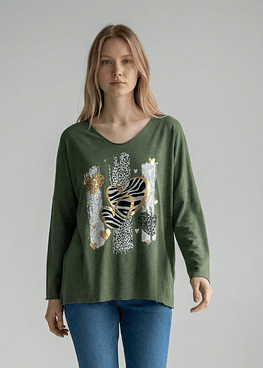 Blusón Corazon Print - Verde