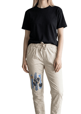 Joggers Corazon Print					 - Beige