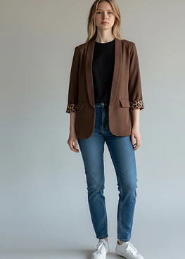 Blazer Animal Print - Café