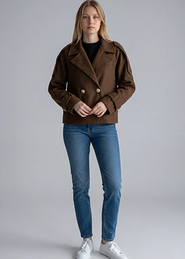 Chaqueta Corta de Paño - Café