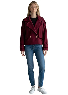 Chaqueta Corta Solapa Paño - Magenta