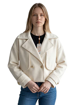 Chaqueta Corta Solapa Paño - Blanco