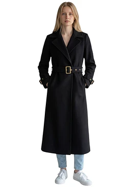 Abrigo cinturón hebilla - Negro