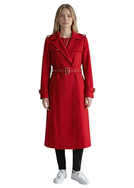 Abrigo cinturón hebilla - Rojo