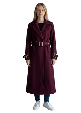 Abrigo cinturón hebilla - Burdeos