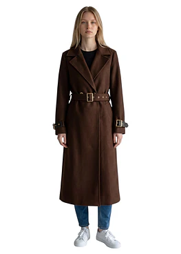 Abrigo cinturón hebilla - Café