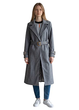 Abrigo cinturón hebilla - Gris