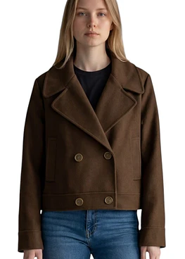 Chaqueta Corta Cruzada - Café