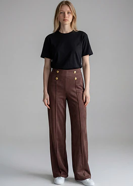 Pantalón Gamuza Botones - Cafe Moro