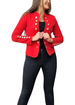 Chaqueta Militar con Botones en las mangas - Rojo