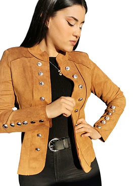 Chaqueta Militar con Botones en las mangas - Camel