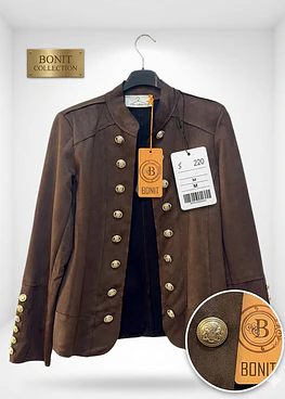 Chaqueta Militar con Botones en las mangas - Café
