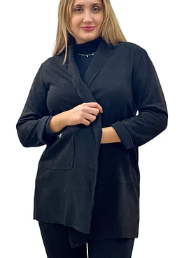 Abrigo Gamuza Solapa - Negro