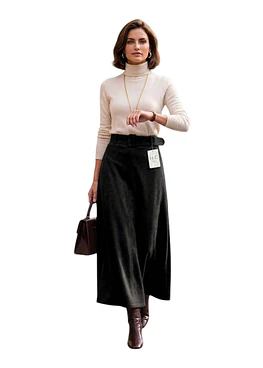 Falda Gamuza Cinturon - Negro