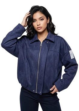 Chaqueta Bomber Gamuza - Azul