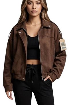 Chaqueta Bomber Gamuza - Marron