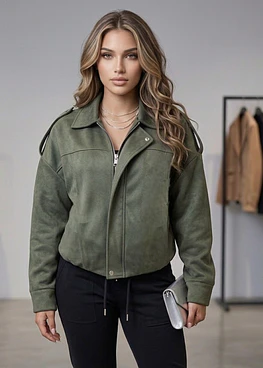 Chaqueta Bomber Gamuza - Verde