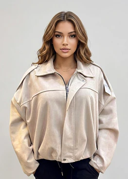 Chaqueta Bomber Gamuza - Blanco Invierno