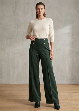Pantalón Gamuza Botones - Verde