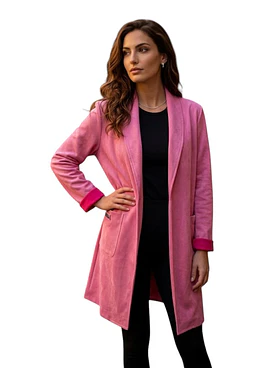 Abrigo Gamuza Solapa - Fucsia
