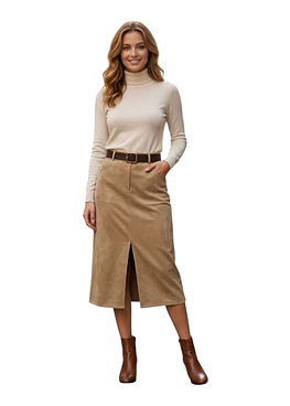 Falda Gamuza abertura - Beige
