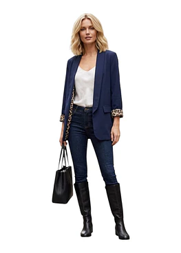 Blazer Animal Print - Azul Marino