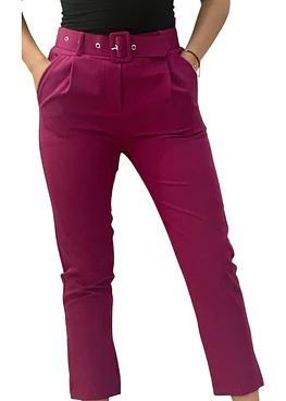 Pantalón con Cinturón Tiro Alto - Magenta