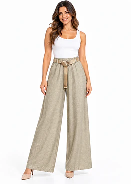 Pantalon Listado Brillos(#7167) - Beige