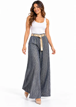 Pantalon Listado Brillos(#7167) - Gris