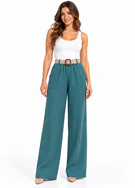 Pantalón Cinturón - Turquesa
