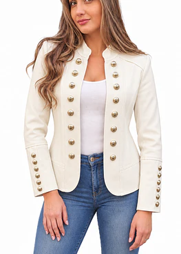 Chaqueta Militar con Botones en las mangas - Blanco