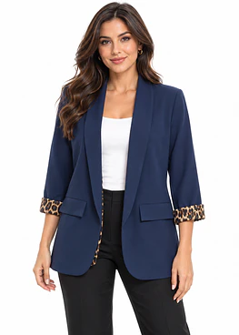Blazer Animal Print - Azul Marino
