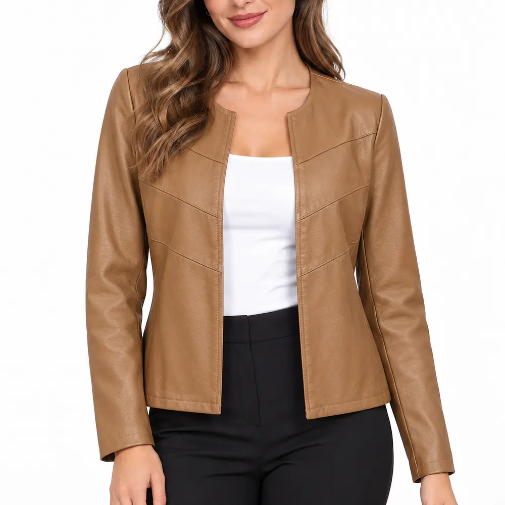 Chaqueta Eco Cuero Abierta