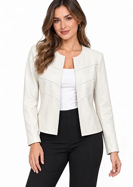 Chaqueta Eco Cuero Abierta - Blanco