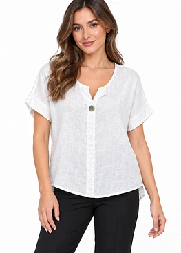 Blusa Lino 1 Boton - Blanco