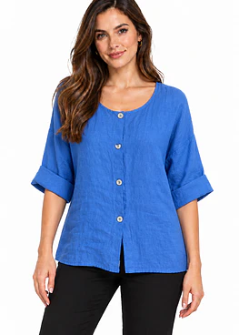 Blusa Lino - Azulino