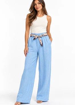 Pantalón de Lino Toscana - Celeste Claro
