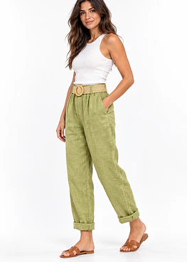 Pantalon Lino Porto - Verde