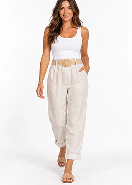 Pantalon Lino Porto - Beige