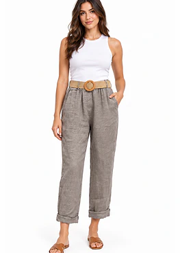 Pantalon Lino Porto - Fango