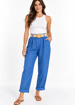 Pantalon Lino Porto - Azul