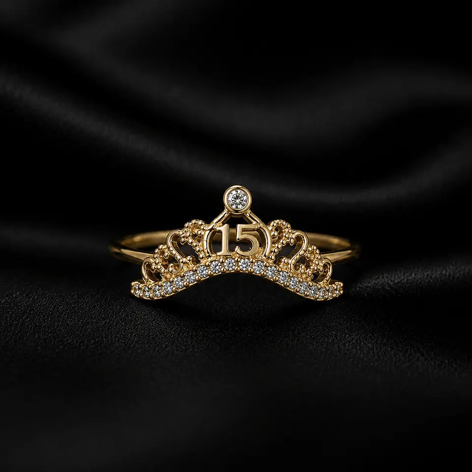 Anillo de 15 en oro y diamantes 1