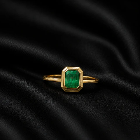 Anillo en oro con esmeralda