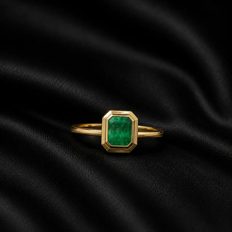 Anillo en oro con esmeralda 1