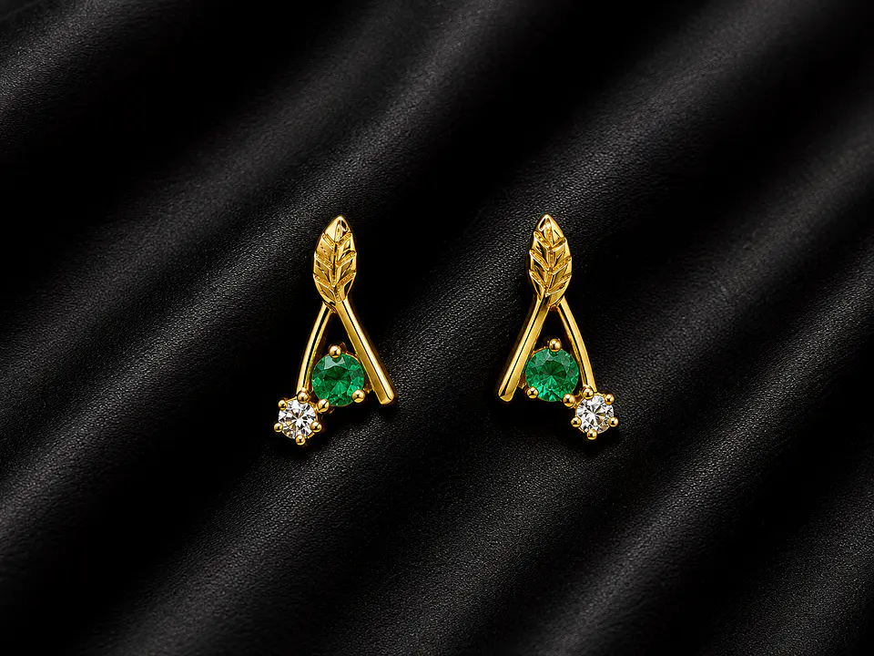 Aretes en oro con esmeralda  1