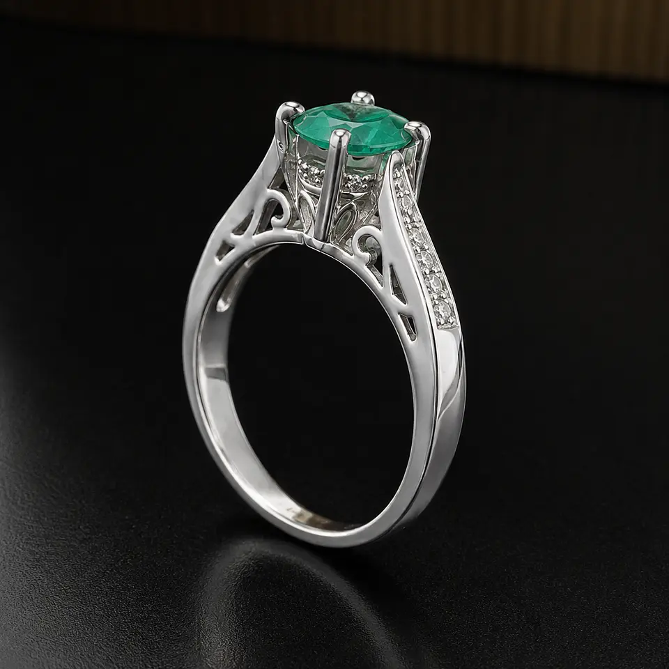 Anillo en plata con esmeraldas 1