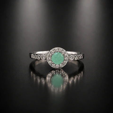 Anillo en plata con esmeraldas