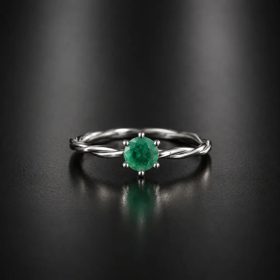 Anillo en plata con esmeraldas 1