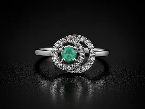Anillo en plata con esmeraldas