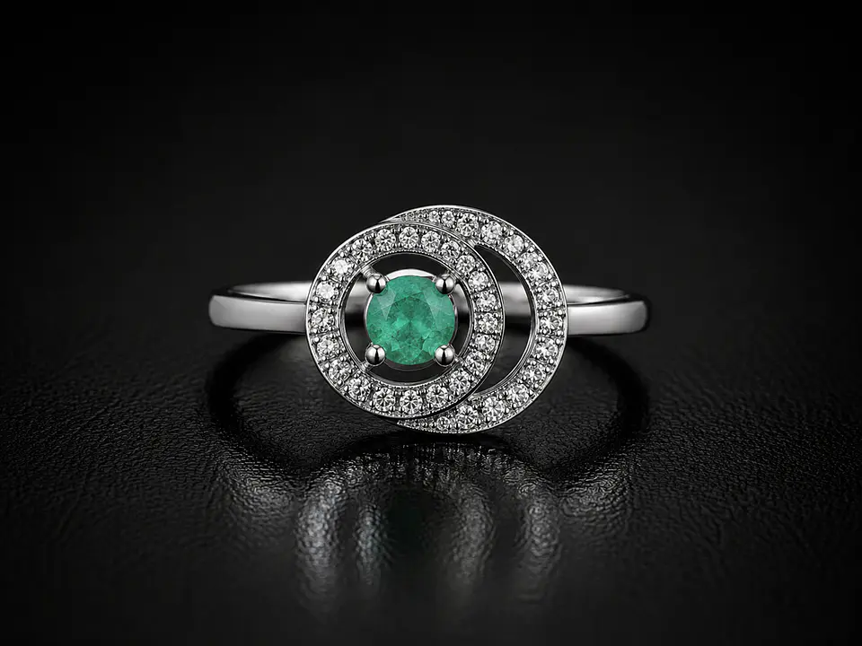Anillo en plata con esmeraldas 1